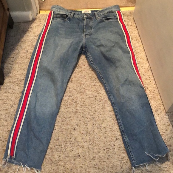 Zara Denim - Zara racer stripe button front jean